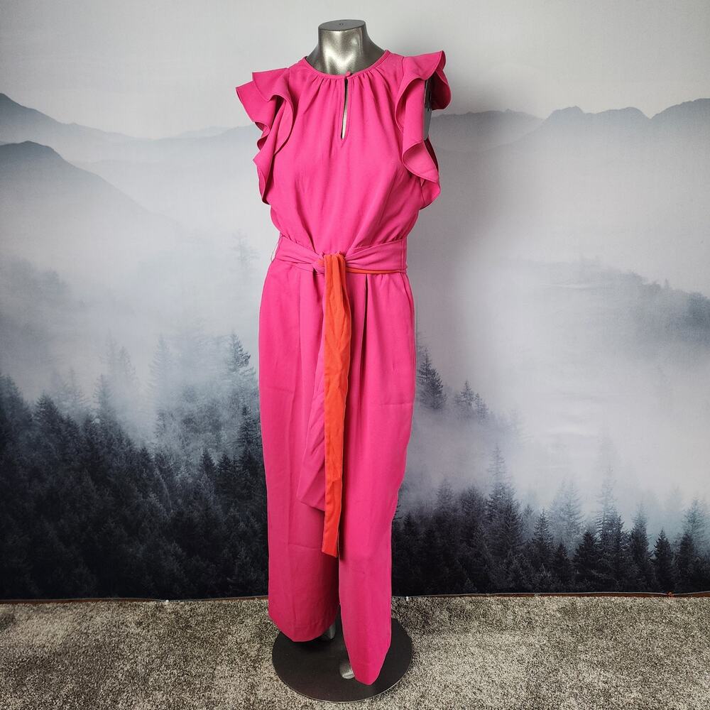 J. Crew Factory Pink and Orange Ruffle Jumpsuit